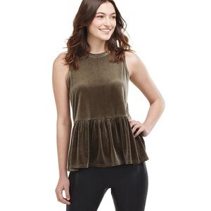 Mud pie velvet green peplum tank sz Large